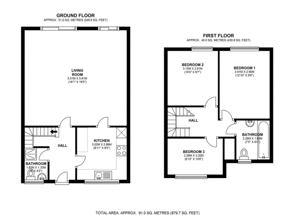 Floor Plan Image for 3 Bedroom End of Terrace House to Rent in Horder Road, Fulham, Fulham