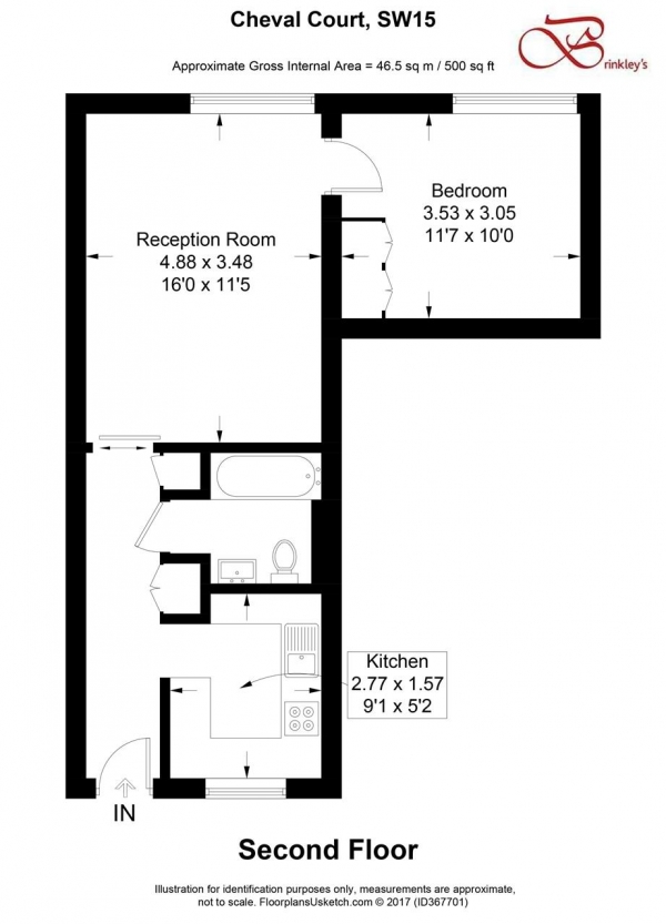 Floor Plan for 1 Bedroom Apartment to Rent in Cheval Court, 335 Upper Richmond Road, Putney, SW15, 6UA - £322 pw | £1395 pcm
