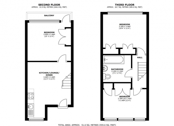 Floor Plan Image for 3 Bedroom Apartment for Sale in Binley House, Highcliffe Drive, Roehampton