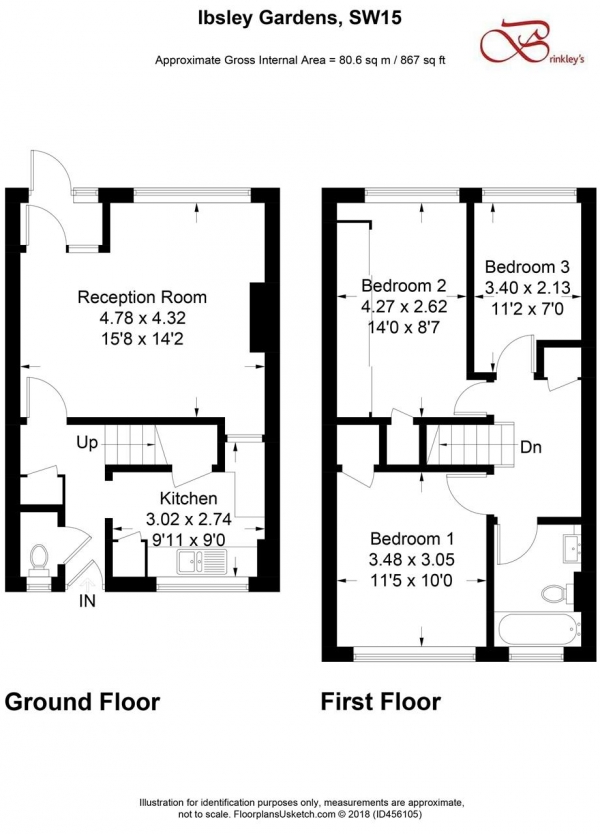 Floor Plan Image for 3 Bedroom Maisonette for Sale in Ibsley Gardens, Roehampton