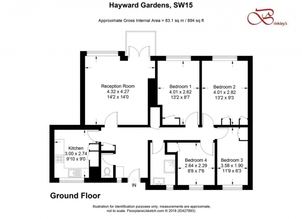 Floor Plan Image for 4 Bedroom Apartment for Sale in Hayward Gardens, Putney