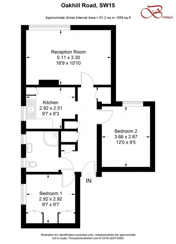 Floor Plan Image for 2 Bedroom Apartment for Sale in Oakhill Road, Putney