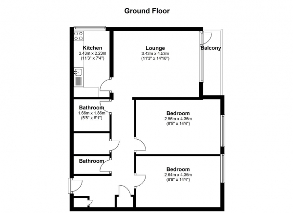 Floor Plan Image for 2 Bedroom Apartment to Rent in Classinghall House, Kersfield Road, Putney