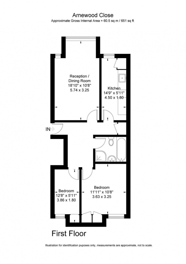 Floor Plan Image for 2 Bedroom Apartment for Sale in Arnewood Close, Roehampton