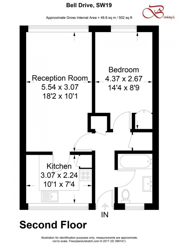 Floor Plan Image for 1 Bedroom Apartment for Sale in Bell Drive, Southfields, Southfields