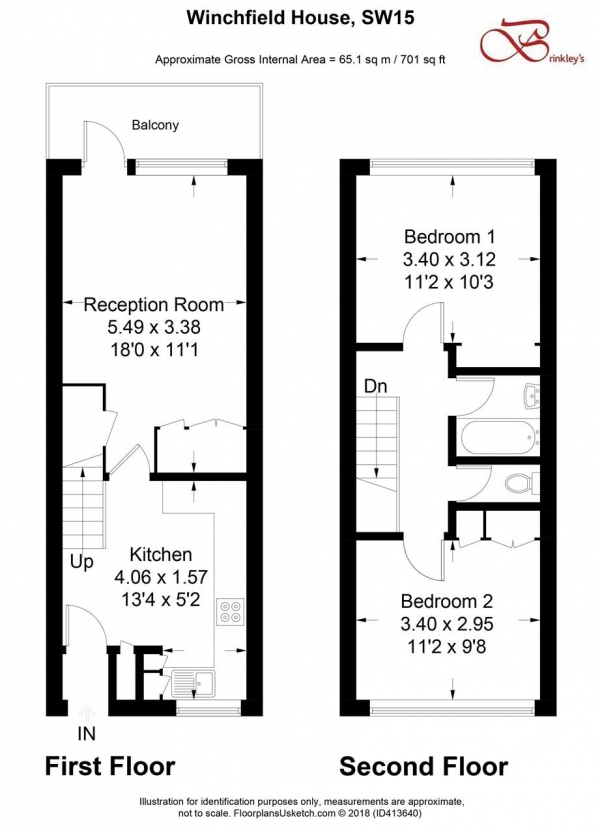 Floor Plan Image for 2 Bedroom Apartment for Sale in Winchfield House, Highcliffe Drive, London