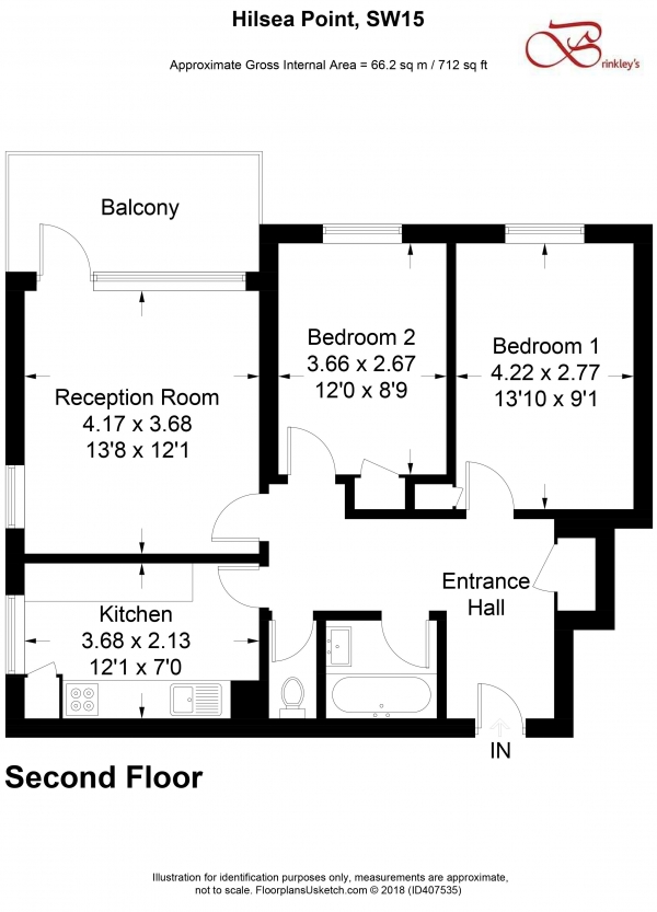 Floor Plan Image for 2 Bedroom Apartment for Sale in Hilsea Point, Wanborough Drive, London