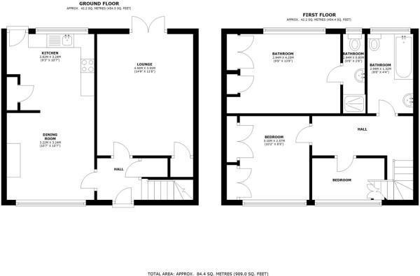 Floor Plan Image for 3 Bedroom Terraced House for Sale in Huntingfield Road, Putney