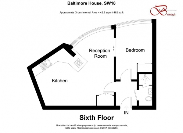 Floor Plan for 1 Bedroom Apartment to Rent in Baltimore House, Juniper Drive, Wandsworth, SW18, 1TS - £363 pw | £1575 pcm
