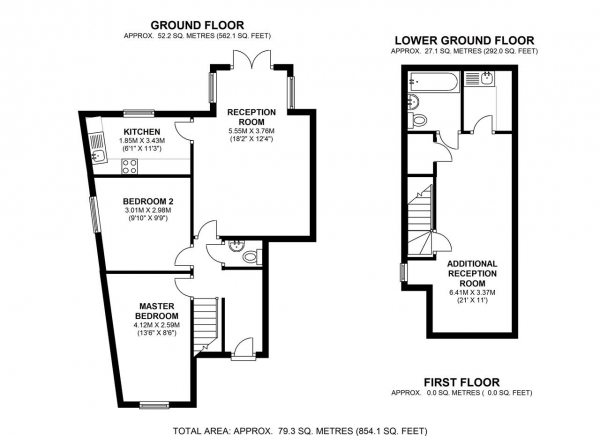 Floor Plan for 2 Bedroom Apartment to Rent in Upper Richmond Road, Putney, SW15, 2RF - £462 pw | £2000 pcm
