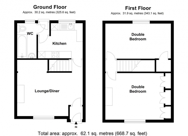 Floor Plan Image for 2 Bedroom Terraced House to Rent in Henty Walk, Putney