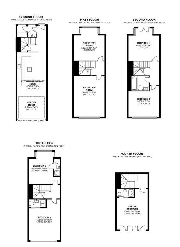 Floor Plan Image for 5 Bedroom Terraced House to Rent in Schubert Road, Putney