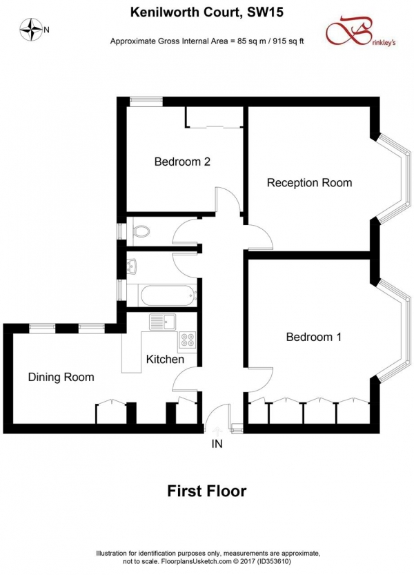 Floor Plan Image for 2 Bedroom Apartment to Rent in Kenilworth Court, Lower Richmond Road, Putney