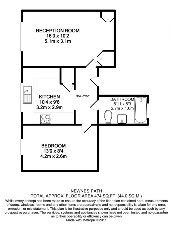 Floor Plan Image for 1 Bedroom Apartment to Rent in Newnes Path, Putney