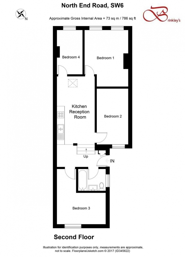 Floor Plan Image for 4 Bedroom Apartment to Rent in North End Road, Fulham