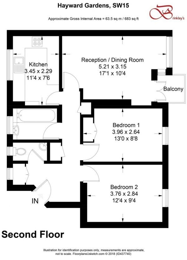 Floor Plan Image for 2 Bedroom Apartment for Sale in Hayward Gardens, Putney, Putney
