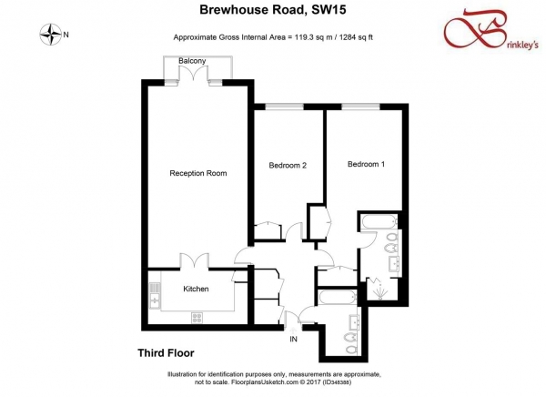 Floor Plan for 2 Bedroom Apartment to Rent in Brewhouse Lane, Putney, SW15, 2JX - £623 pw | £2700 pcm