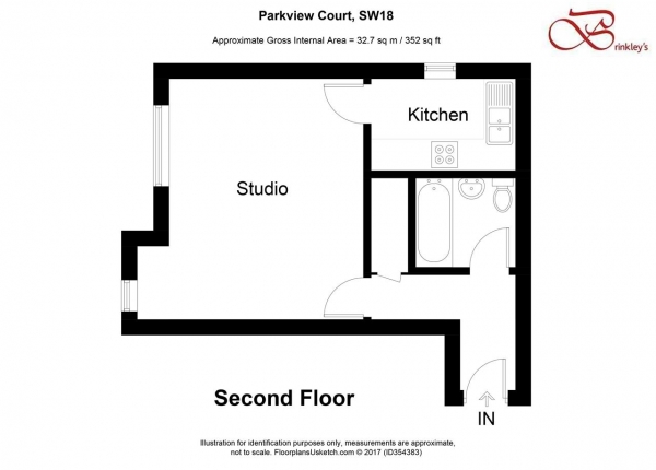 Floor Plan for Studio to Rent in Parkview Court, Wandsworth, SW18, 4JG - £254 pw | £1100 pcm