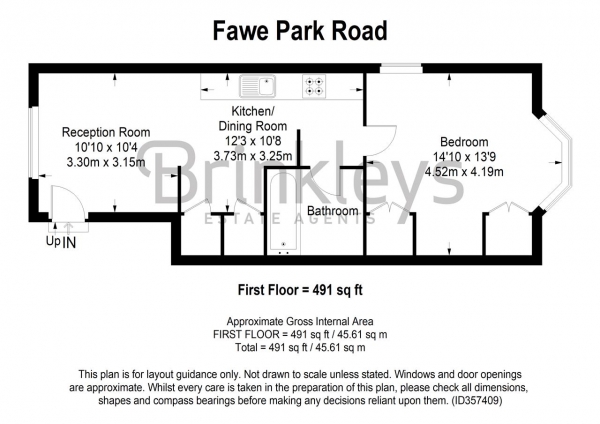 Floor Plan for 1 Bedroom Apartment to Rent in Fawe Park Road, Putney, SW15, 2EA - £404 pw | £1750 pcm