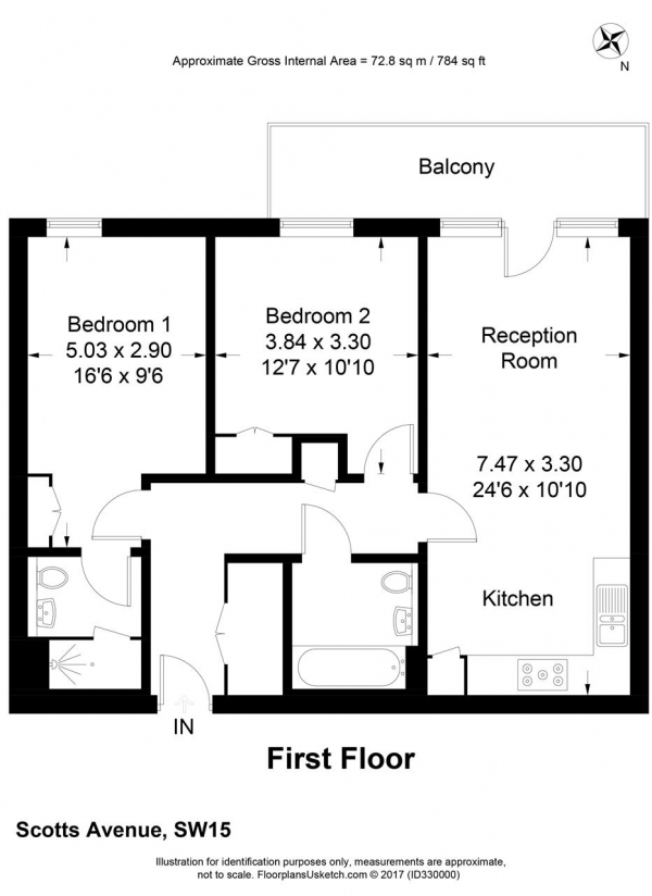 Floor Plan for 2 Bedroom Apartment to Rent in Stafford House, 9 Scott Avenue, Putney, SW15, 3PA - £404 pw | £1750 pcm