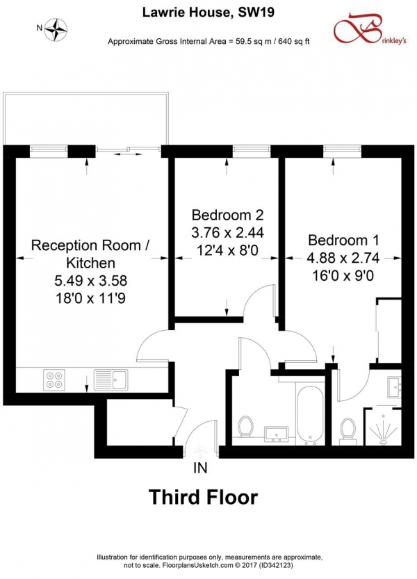 Floor Plan Image for 2 Bedroom Apartment for Sale in Lawrie House, Wimbledon