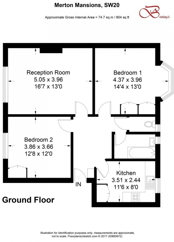 Floor Plan Image for 2 Bedroom Apartment for Sale in Merton Mansions, Bushey Road, Raynes Park