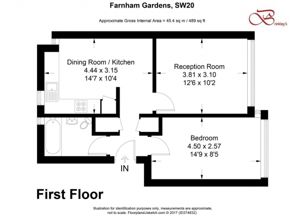 Floor Plan Image for 1 Bedroom Apartment for Sale in Farnham Gardens, Raynes Park