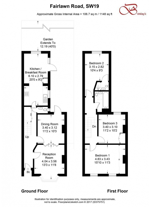 Floor Plan Image for 3 Bedroom Semi-Detached House for Sale in Fairlawn Road, Wimbledon