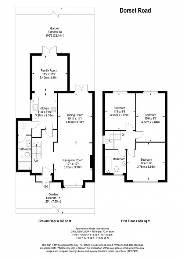 Floor Plan Image for 3 Bedroom Detached House to Rent in Dorset Road, Merton Park, London