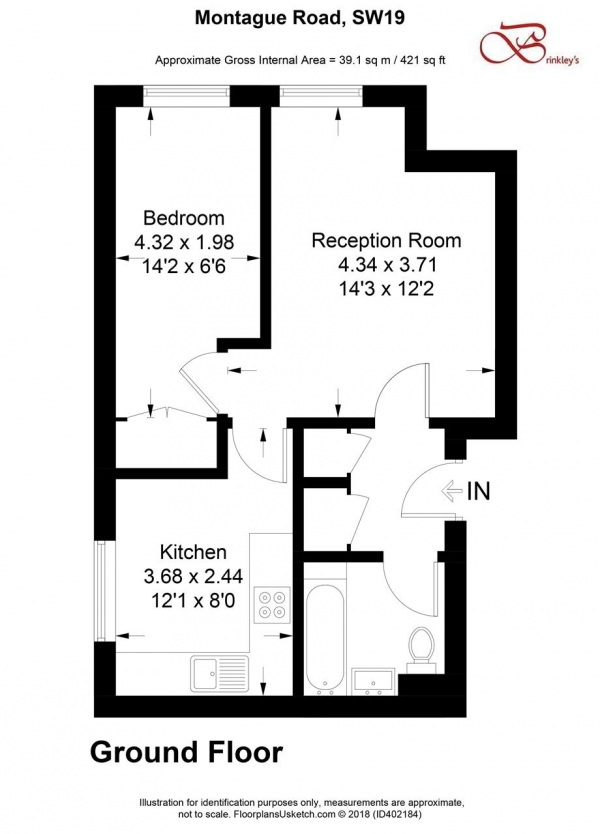 Floor Plan Image for 1 Bedroom Apartment to Rent in Montague Road, Wimbledon