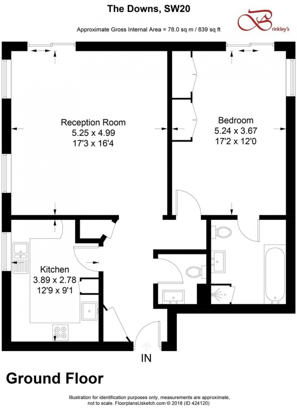 Floor Plan Image for 1 Bedroom Apartment for Sale in Marian Lodge, 5 The Downs, Wimbledon