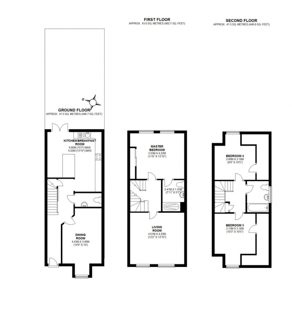 Floor Plan Image for 4 Bedroom Town House to Rent in Norman Road, Wimbledon