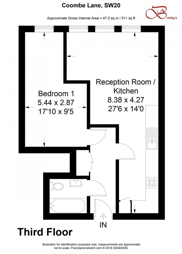 Floor Plan Image for 1 Bedroom Apartment for Sale in Coombe Lane, Raynes Park