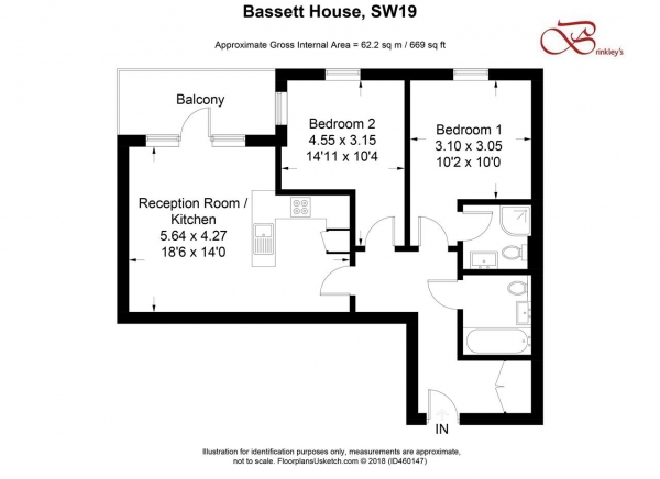 Floor Plan Image for 2 Bedroom Apartment for Sale in Bassett House, 1 Durnsford Road, Wimbledon