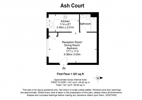 Floor Plan Image for Studio to Rent in Ash Court, 56 Worple Road, London