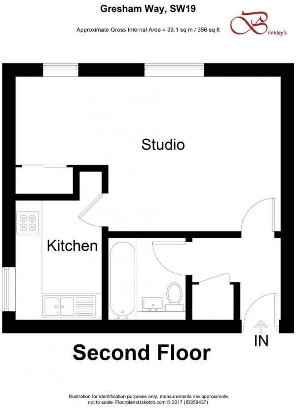 Floor Plan Image for Studio to Rent in Gresham Way, Wimbledon