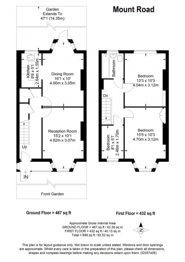 Floor Plan Image for 4 Bedroom End of Terrace House to Rent in Mount Road, London