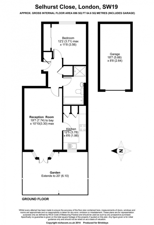 Floor Plan Image for 1 Bedroom Apartment for Sale in Selhurst Close, Wimbledon