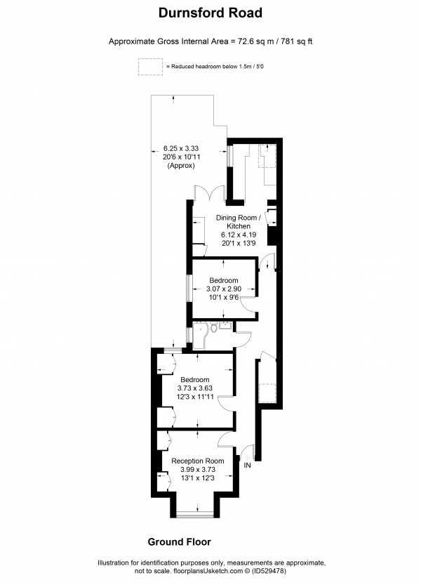 Floor Plan Image for 2 Bedroom Apartment to Rent in Durnsford Road, Wimbledon Park, Wimbledon Park