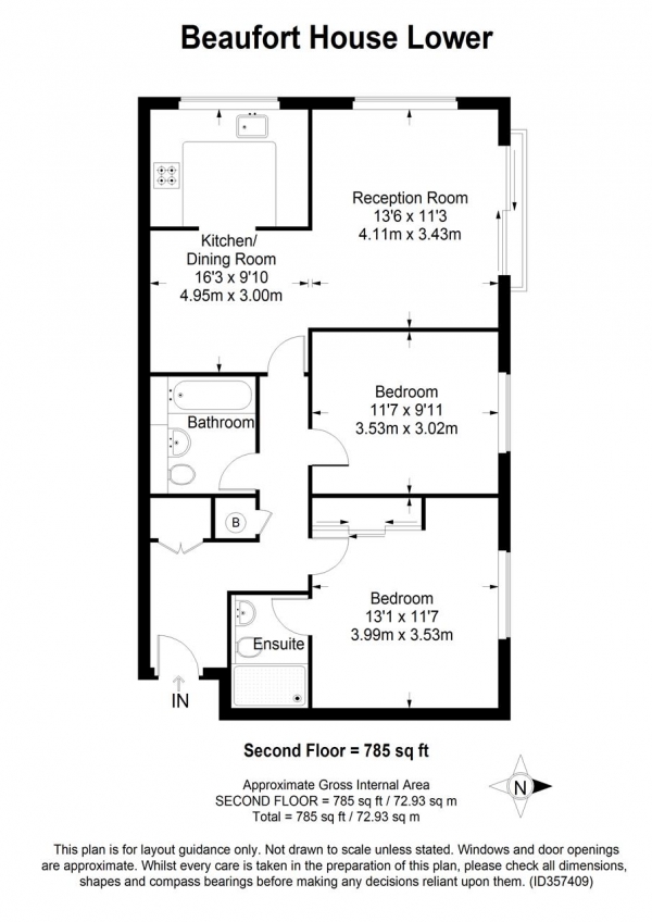 Floor Plan Image for 2 Bedroom Apartment for Sale in Beaufort House, Lower Downs Road, Wimbledon