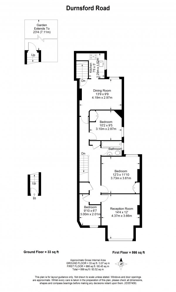 Floor Plan Image for 3 Bedroom Apartment to Rent in Durnsford Road, London