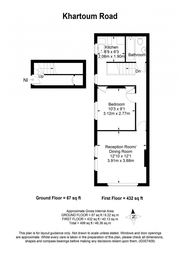 Floor Plan Image for 1 Bedroom Apartment for Sale in Khartoum Road, Tooting