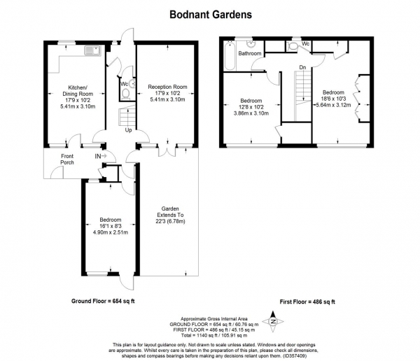 Floor Plan Image for 3 Bedroom Terraced House for Sale in Bodnant Gardens, Raynes Park