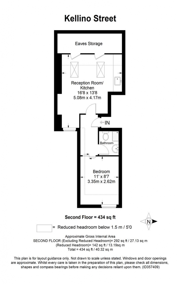 Floor Plan Image for 1 Bedroom Apartment to Rent in Kellino Street, Tooting