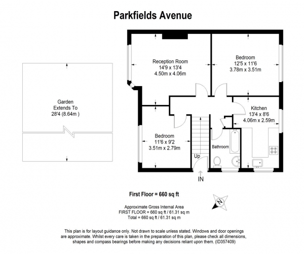 Floor Plan Image for 2 Bedroom Apartment to Rent in Parkfields Avenue, West Wimbledon