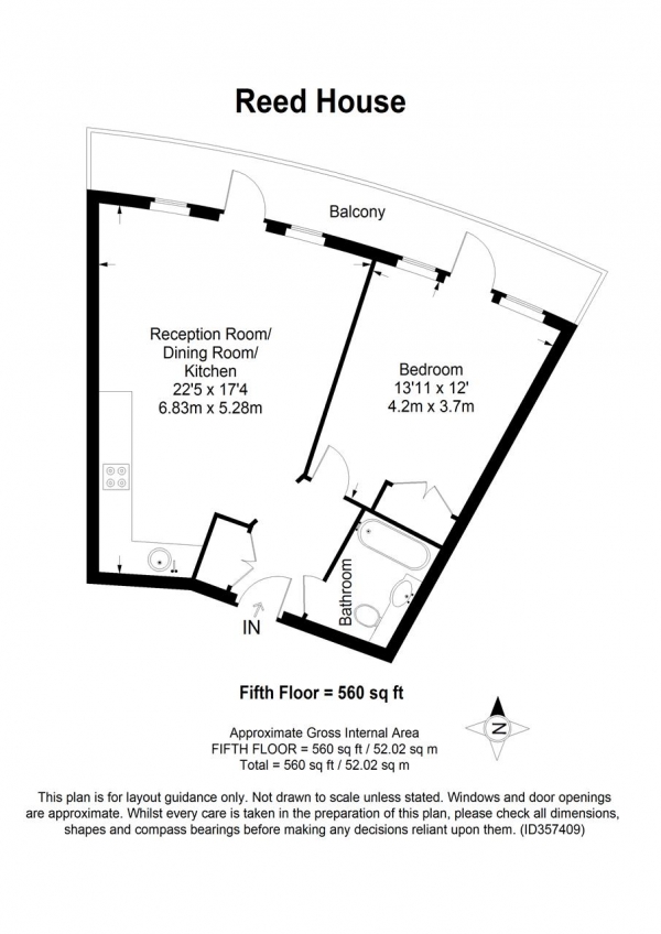 Floor Plan Image for 1 Bedroom Apartment for Sale in Reed House, 21 Durnsford Road, Wimbledon