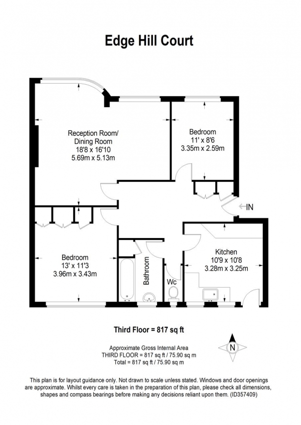 Floor Plan Image for 2 Bedroom Apartment for Sale in Edge Hill Court, Wimbledon, Wimbledon