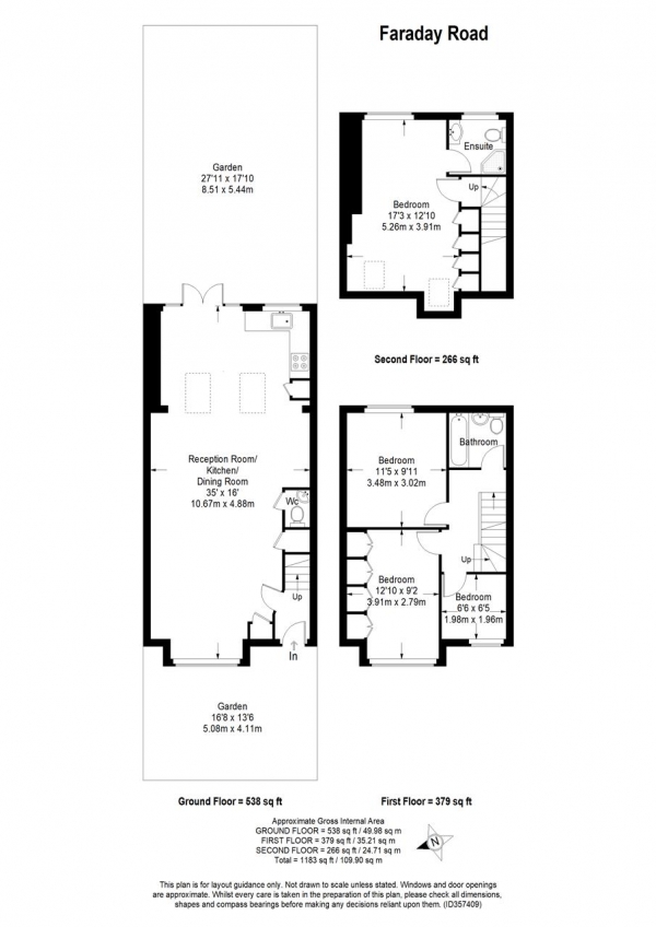 Floor Plan Image for 4 Bedroom Terraced House for Sale in Faraday Road, Wimbledon