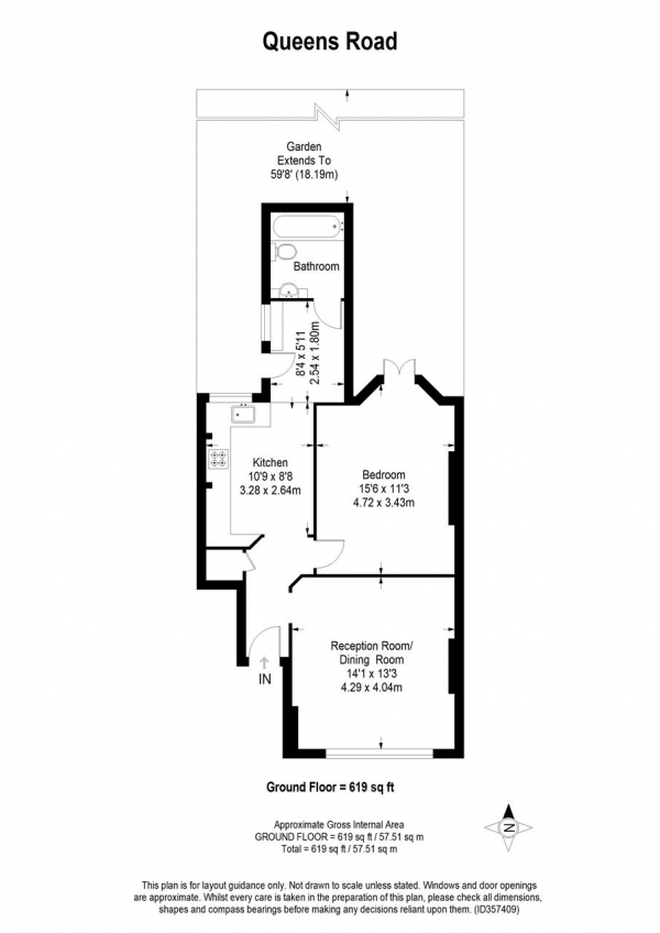 Floor Plan Image for 1 Bedroom Apartment for Sale in Queens Road, Wimbledon