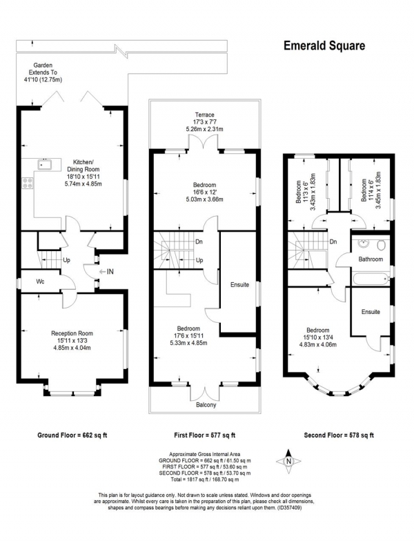 Floor Plan Image for 4 Bedroom Town House to Rent in Emerald Square, London